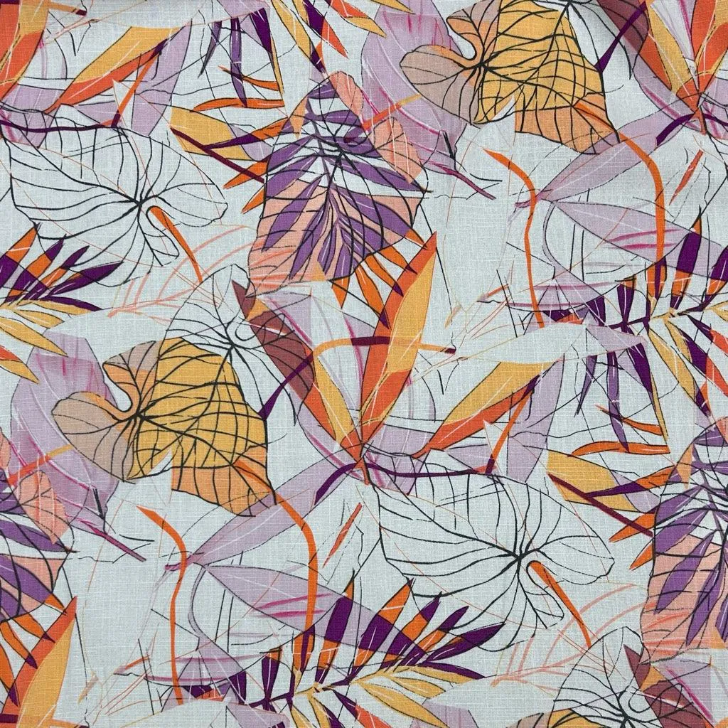 Abstract Leaves Cotton Linen Fabric