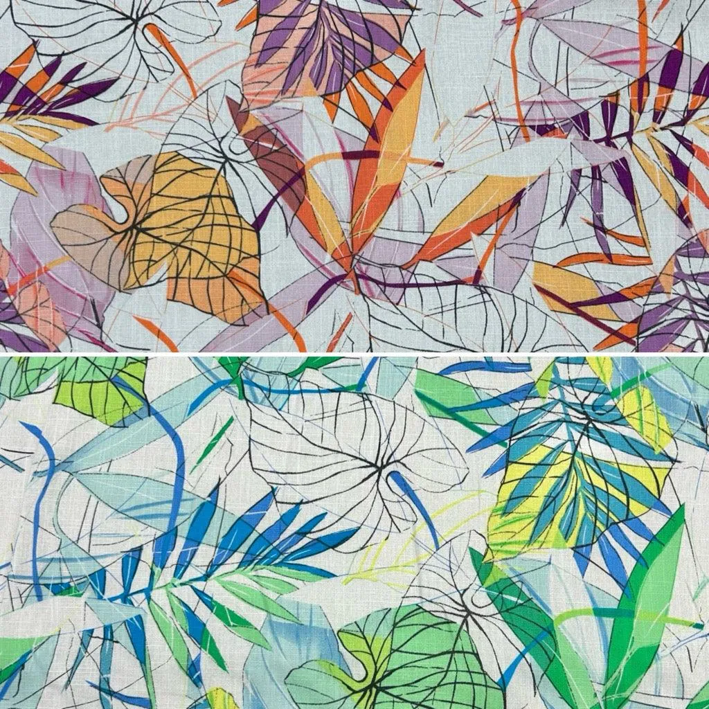 Abstract Leaves Cotton Linen Fabric