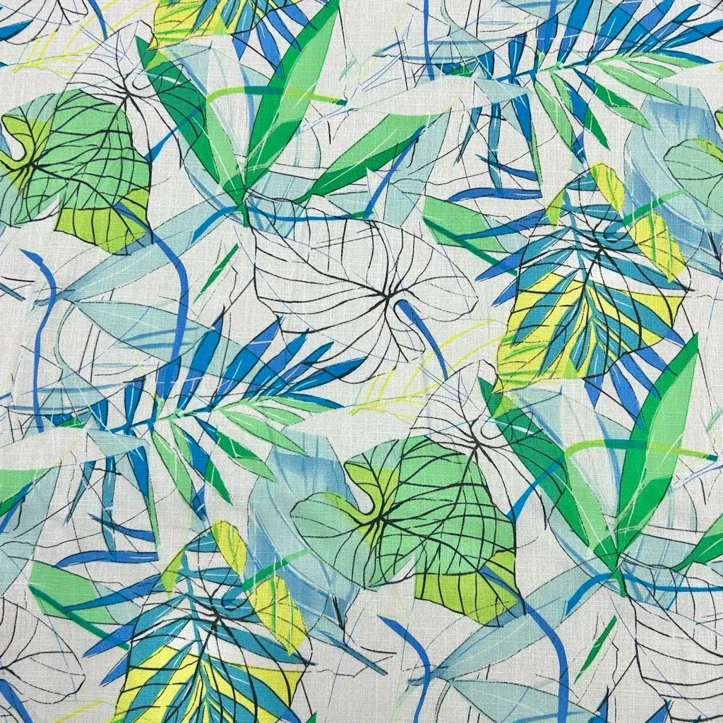 Abstract Leaves Cotton Linen Fabric