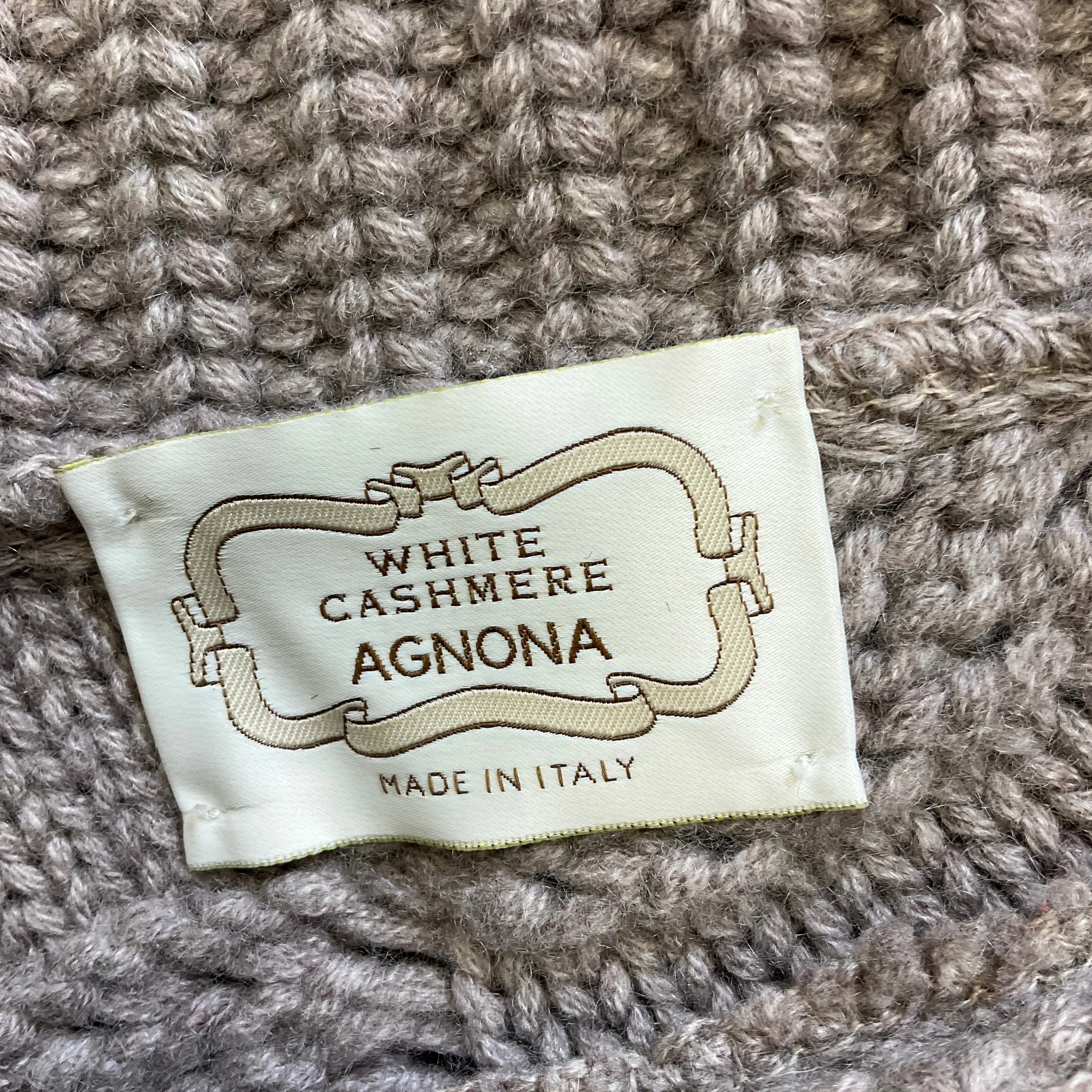 Agnona Taupe Cashmere Knit Poncho Sweater