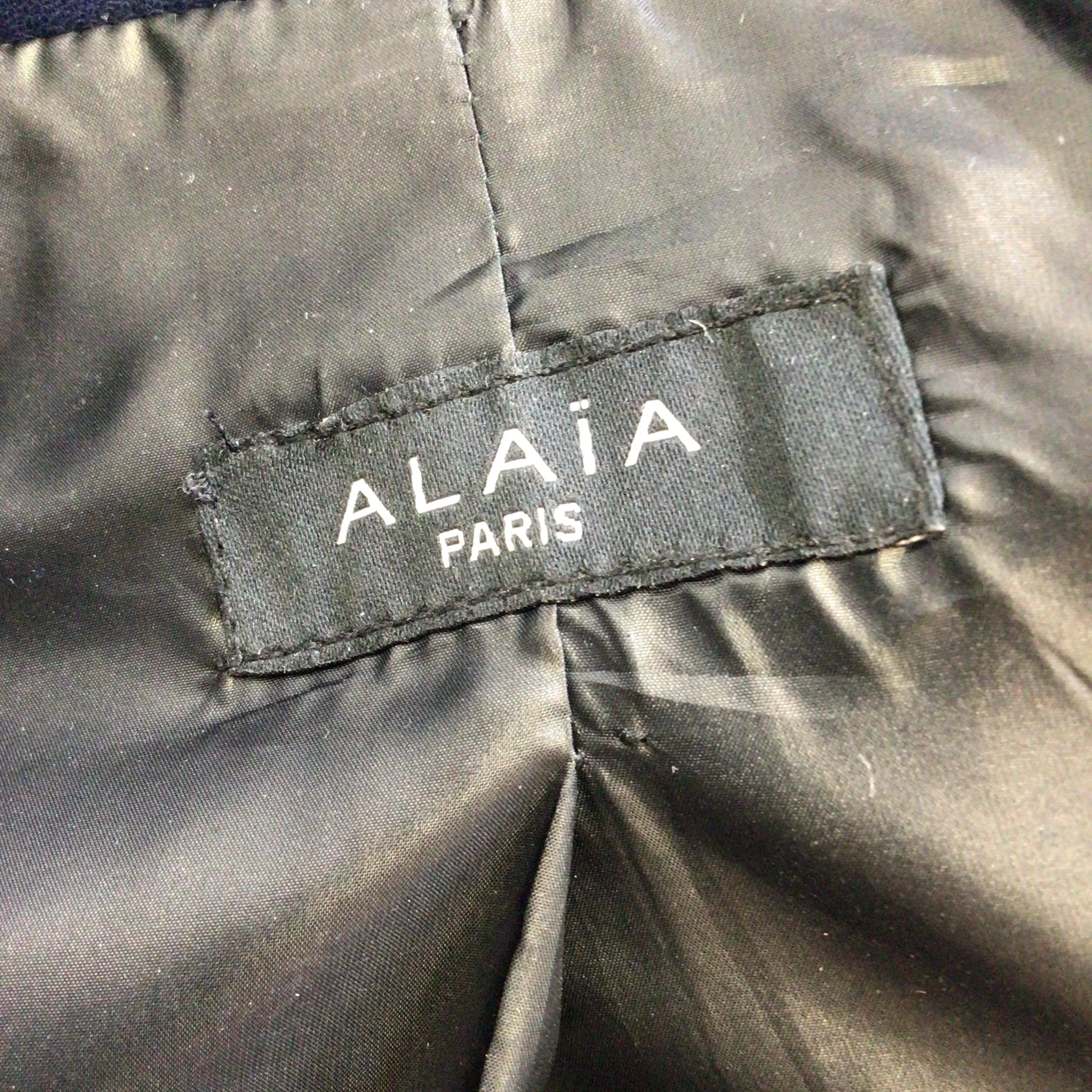 Alaia Navy Blue Full Zip Lambskin Leather Jacket