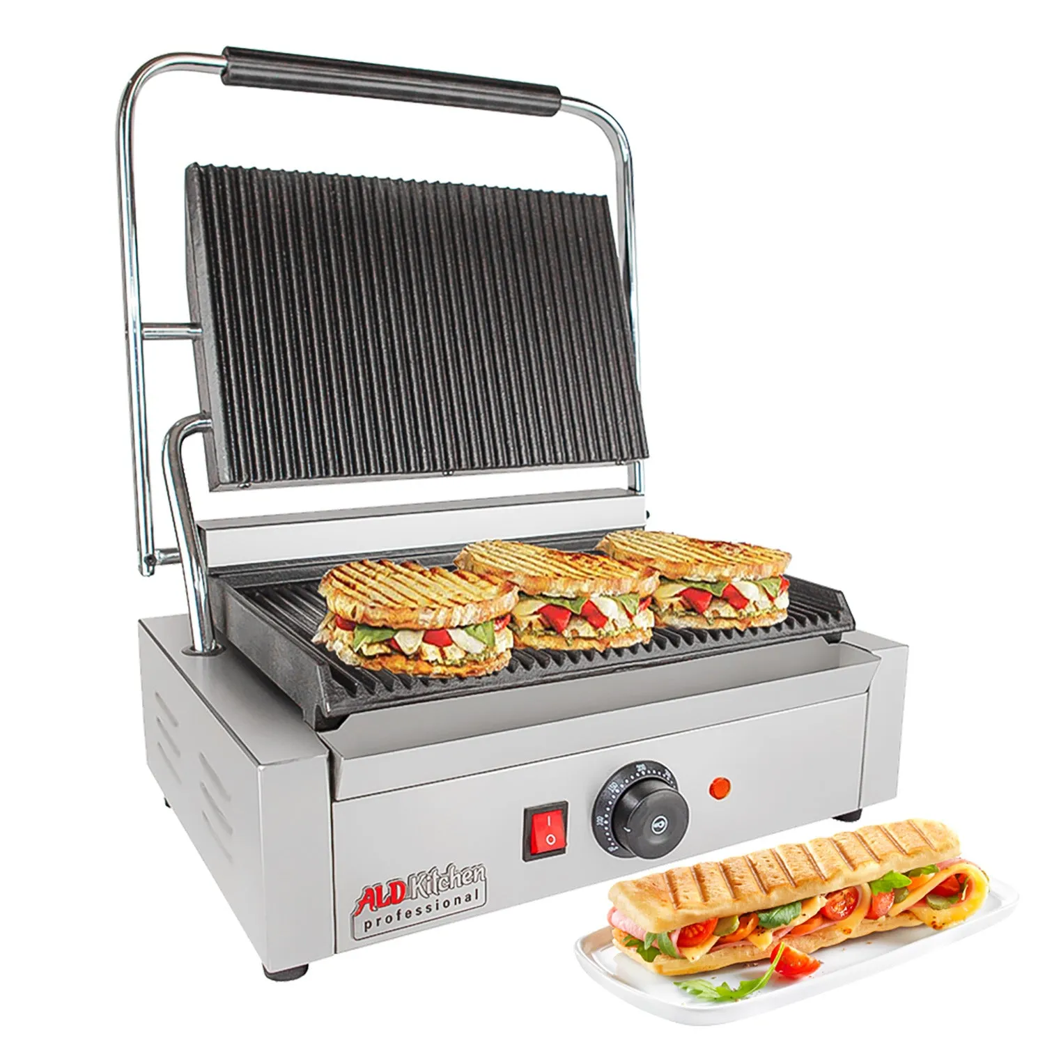 ALDKitchen Panini Sandwich Press Grill | Durable Construction with Adjustable Temperature Control ALDKitchen