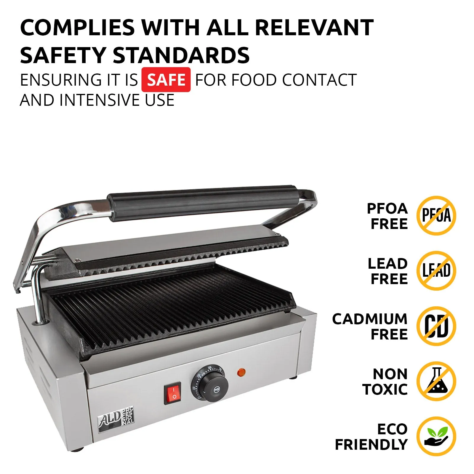 ALDKitchen Panini Sandwich Press Grill | Durable Construction with Adjustable Temperature Control ALDKitchen