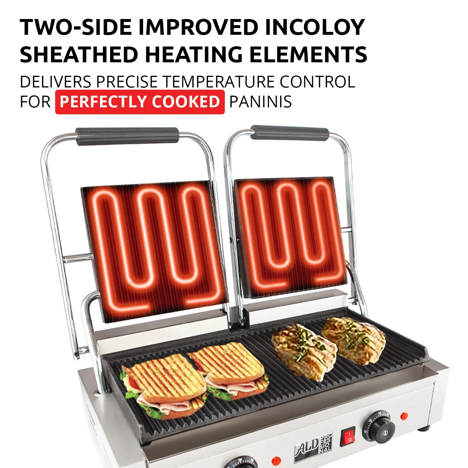 ALDKitchen Panini Sandwich Press Grill | Durable Construction with Adjustable Temperature Control ALDKitchen