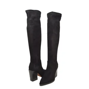 Amsterdam Faux Suede Over The Knee High Heel Boots - Stylish and Versatile