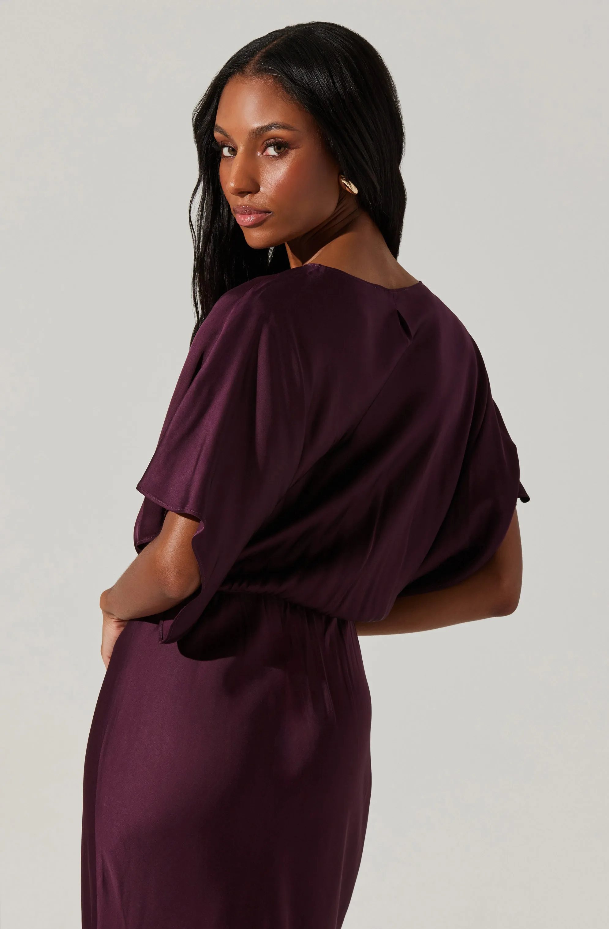 Angelle Satin Dolman Maxi Dress