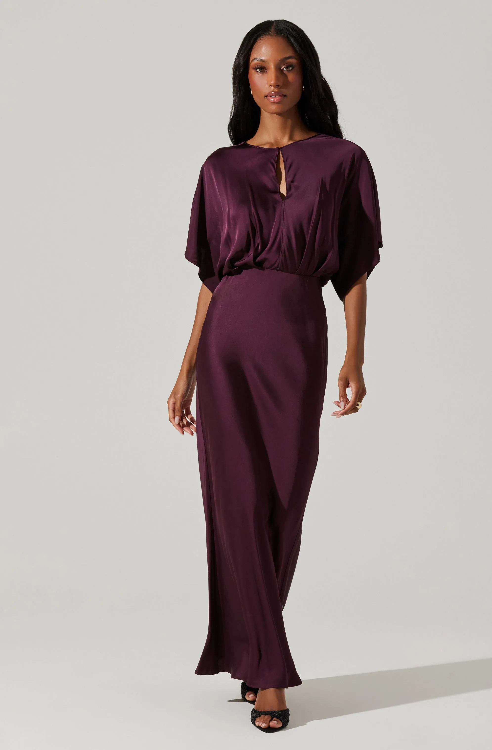 Angelle Satin Dolman Maxi Dress