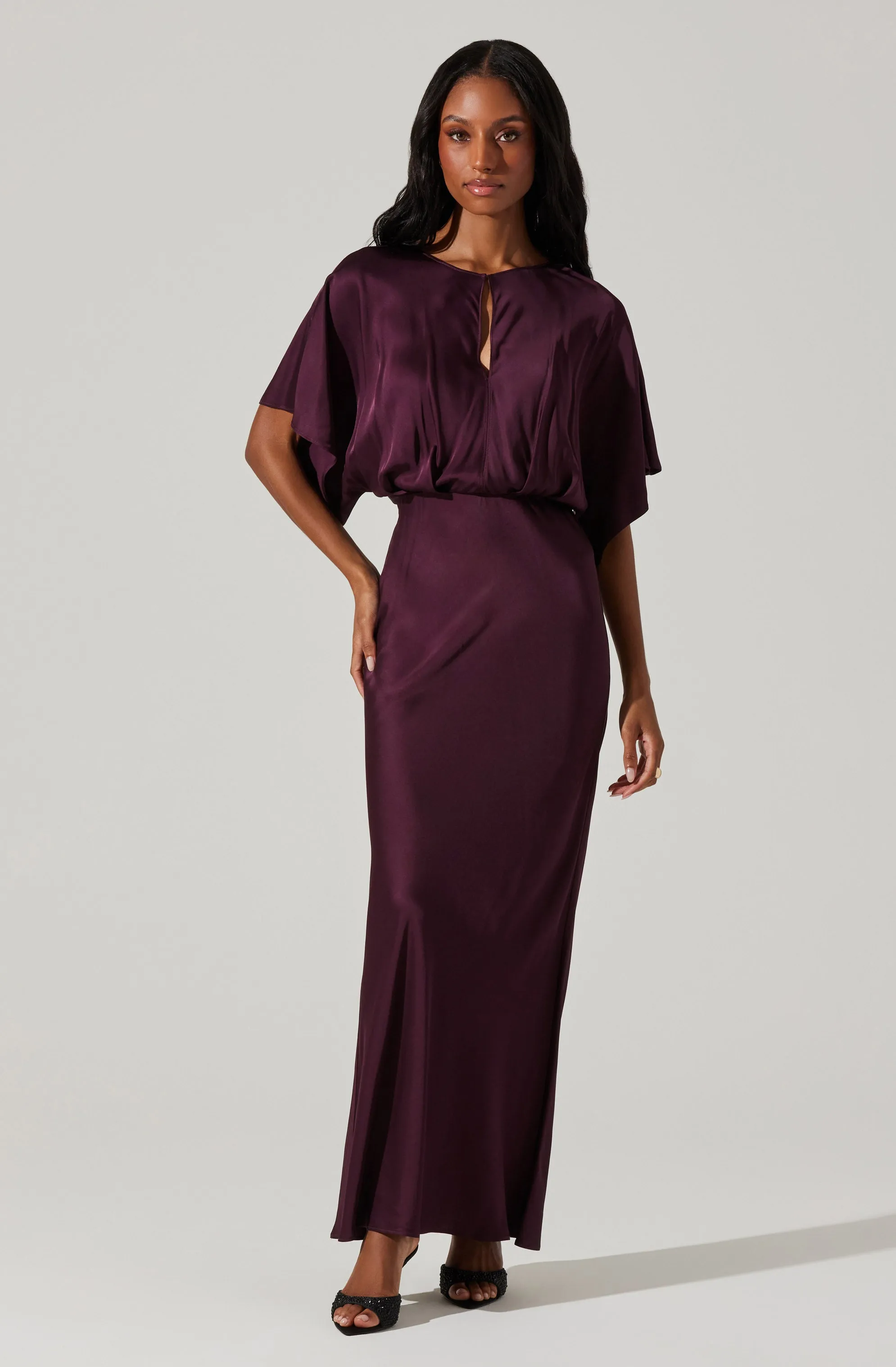 Angelle Satin Dolman Maxi Dress