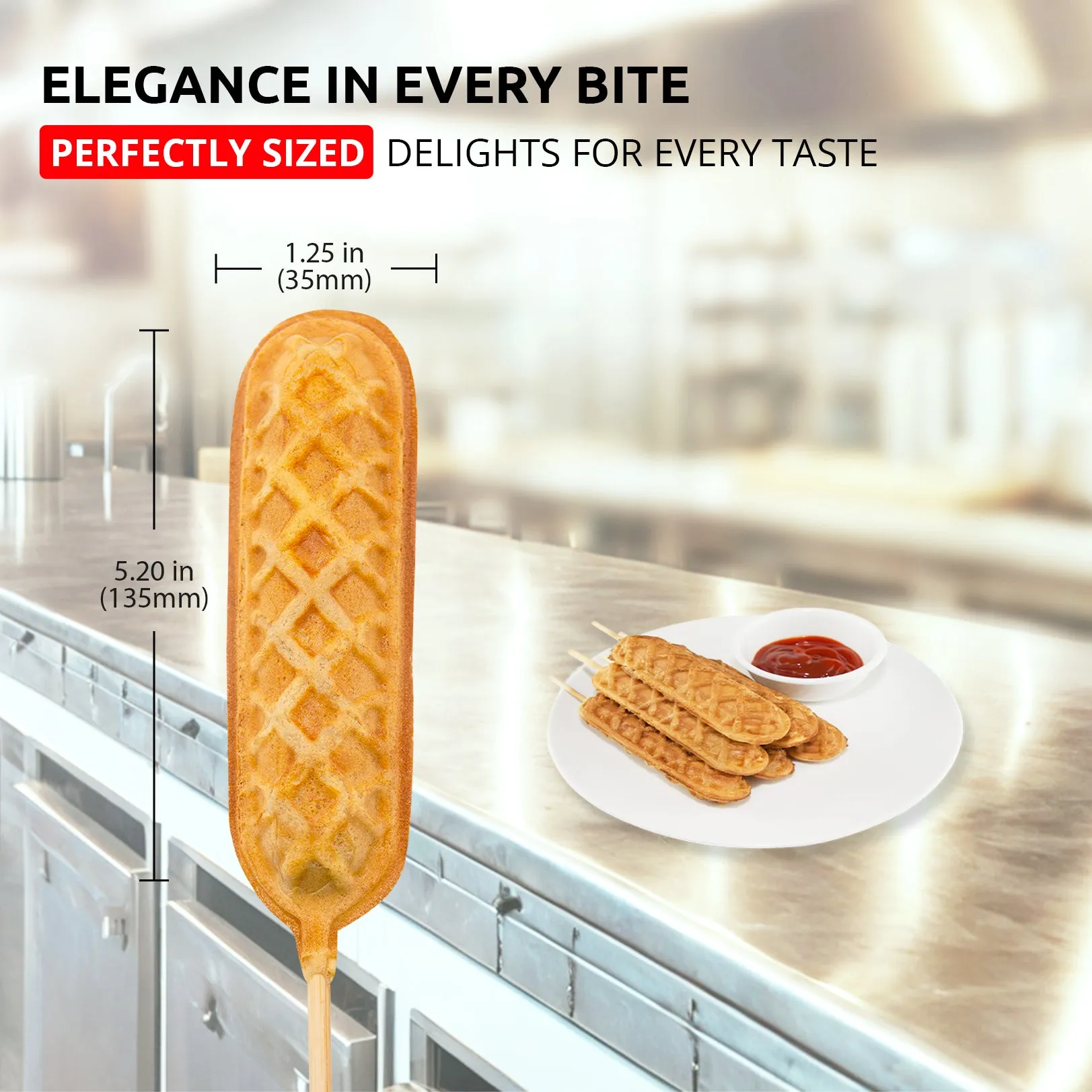 AP-527 Commercial CornDog Waffle Iron | 6 Waffle Hotdogs on Sticks