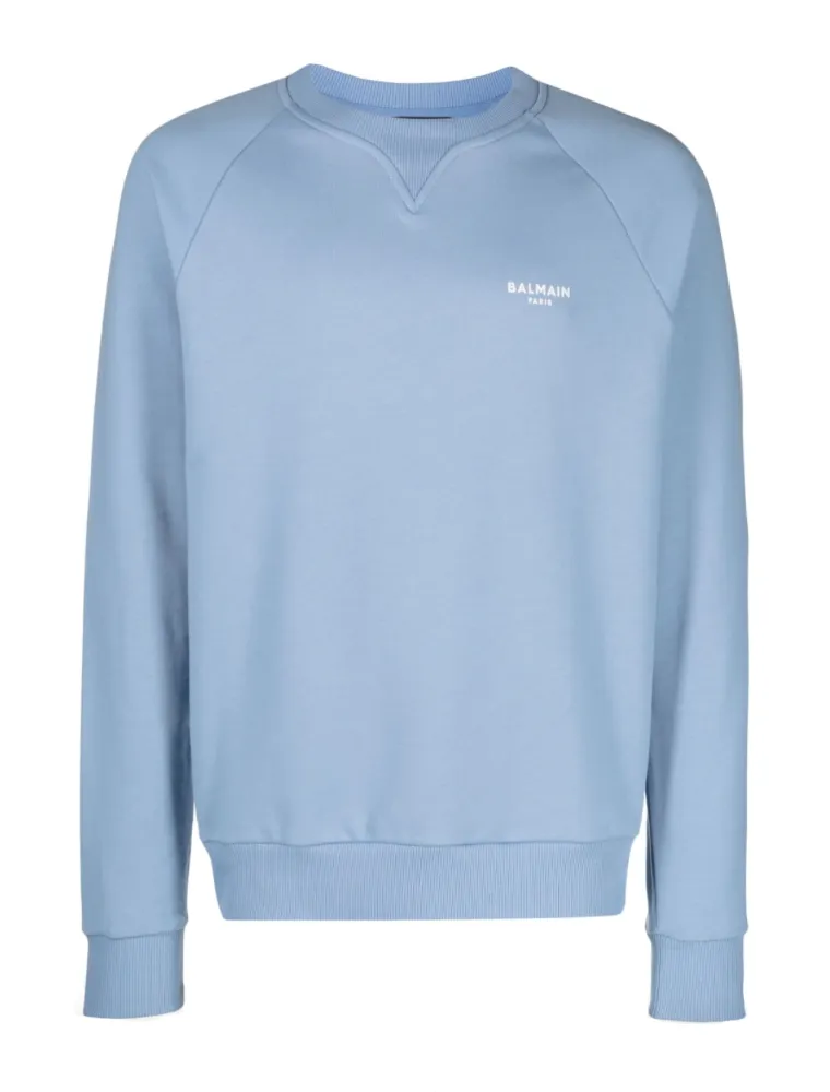 Balmain Eco-designed cotton sweatshirt with small flocked Balmain Paris logo