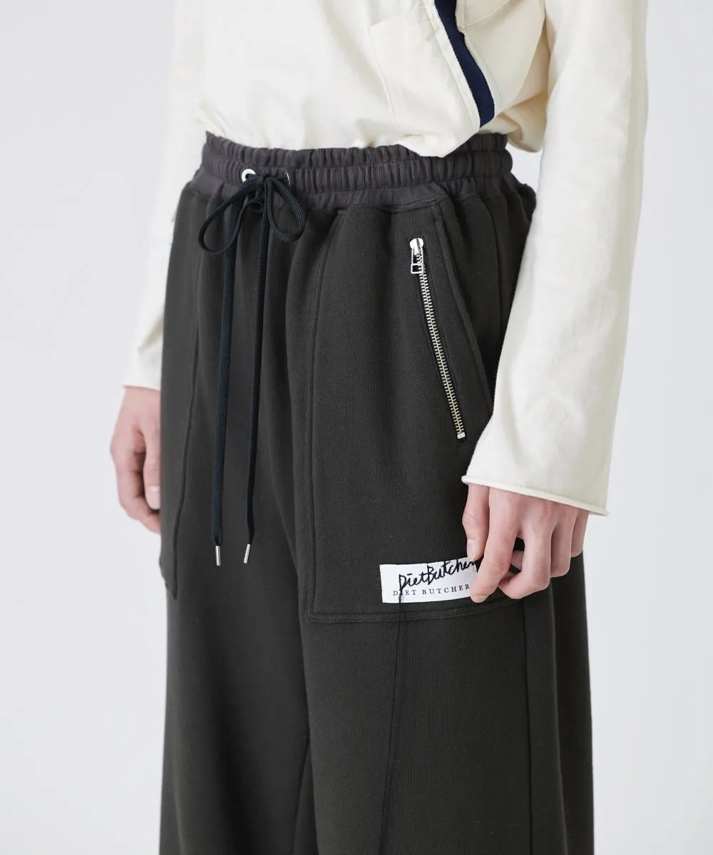 Basic line _ Cropped wide pants - CHARCOAL BLACK