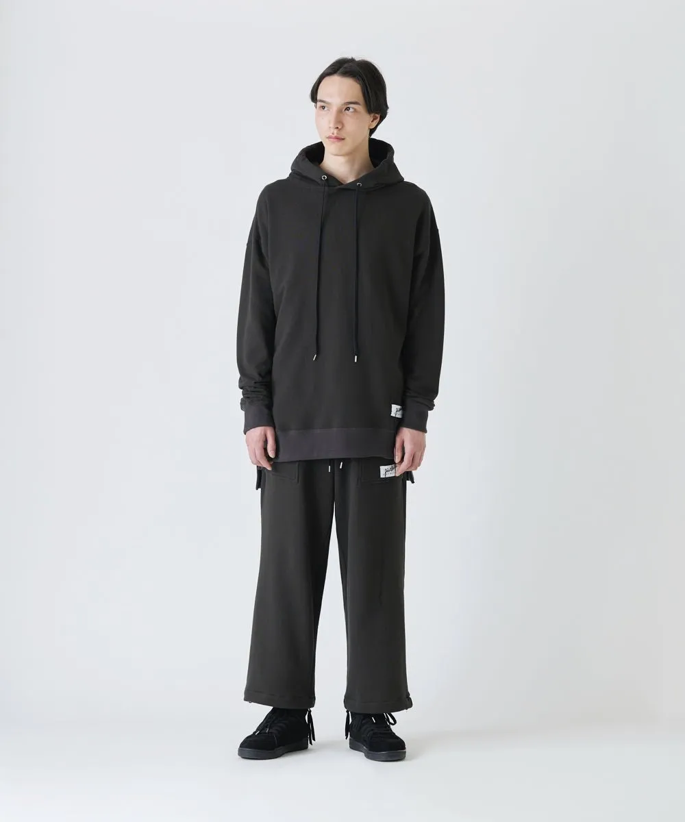 Basic line _ Cropped wide pants - CHARCOAL BLACK