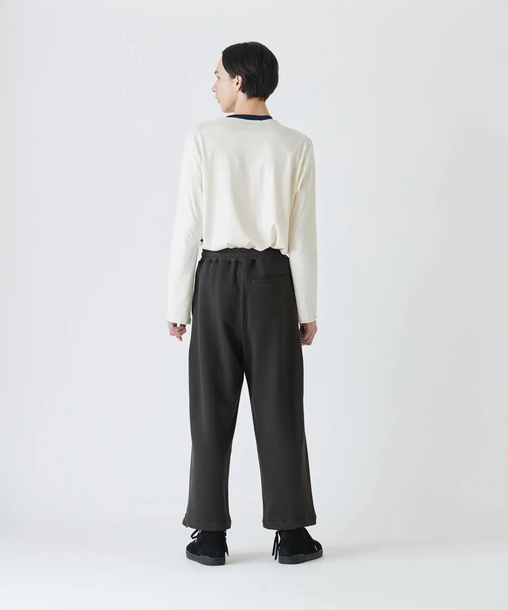 Basic line _ Cropped wide pants - CHARCOAL BLACK