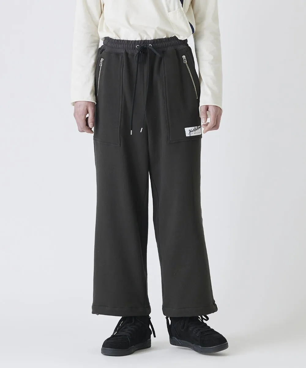 Basic line _ Cropped wide pants - CHARCOAL BLACK