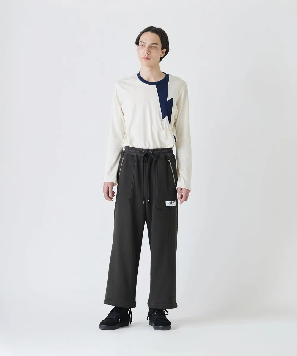 Basic line _ Cropped wide pants - CHARCOAL BLACK