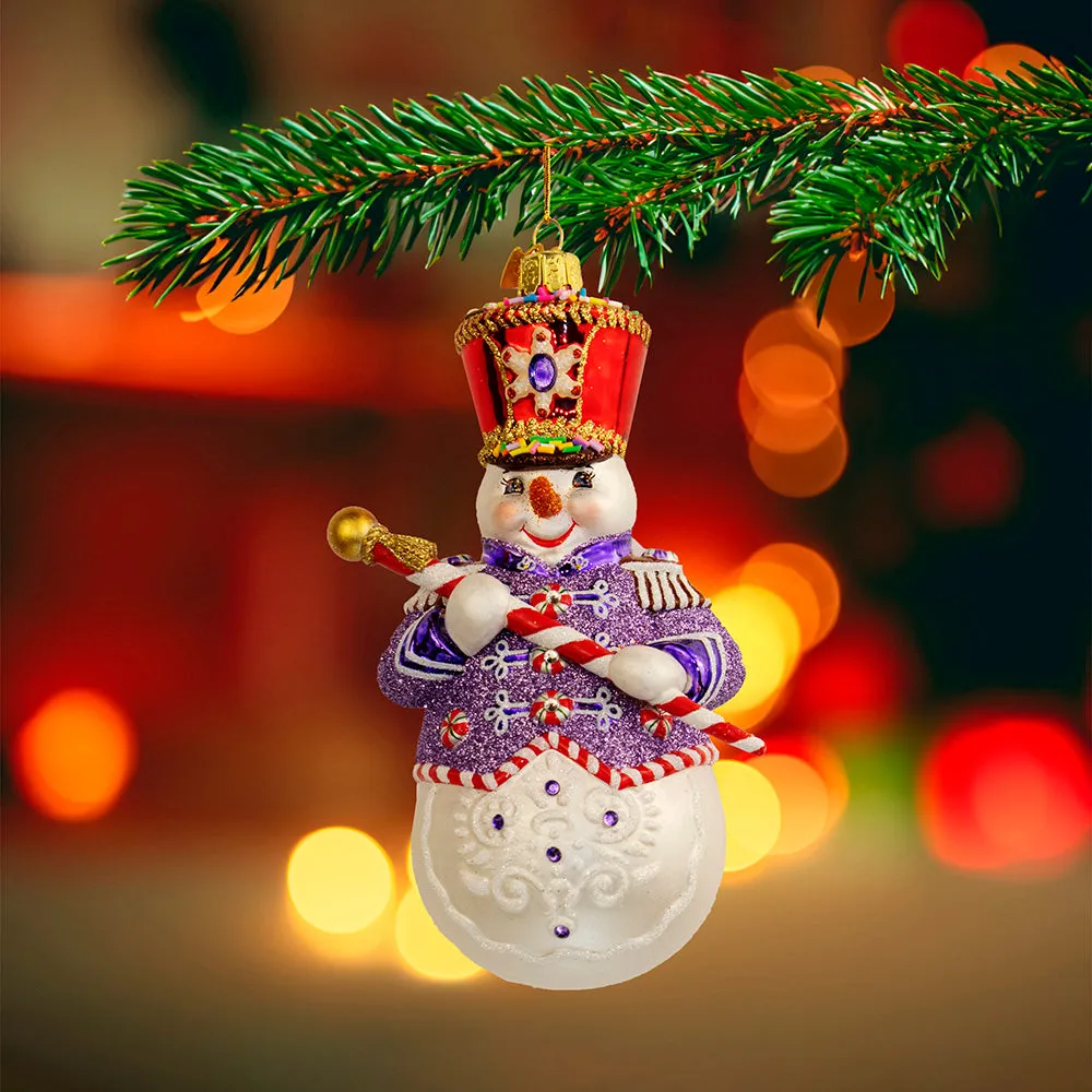 Bellissimo Glass Band Leader Snowman Ornament