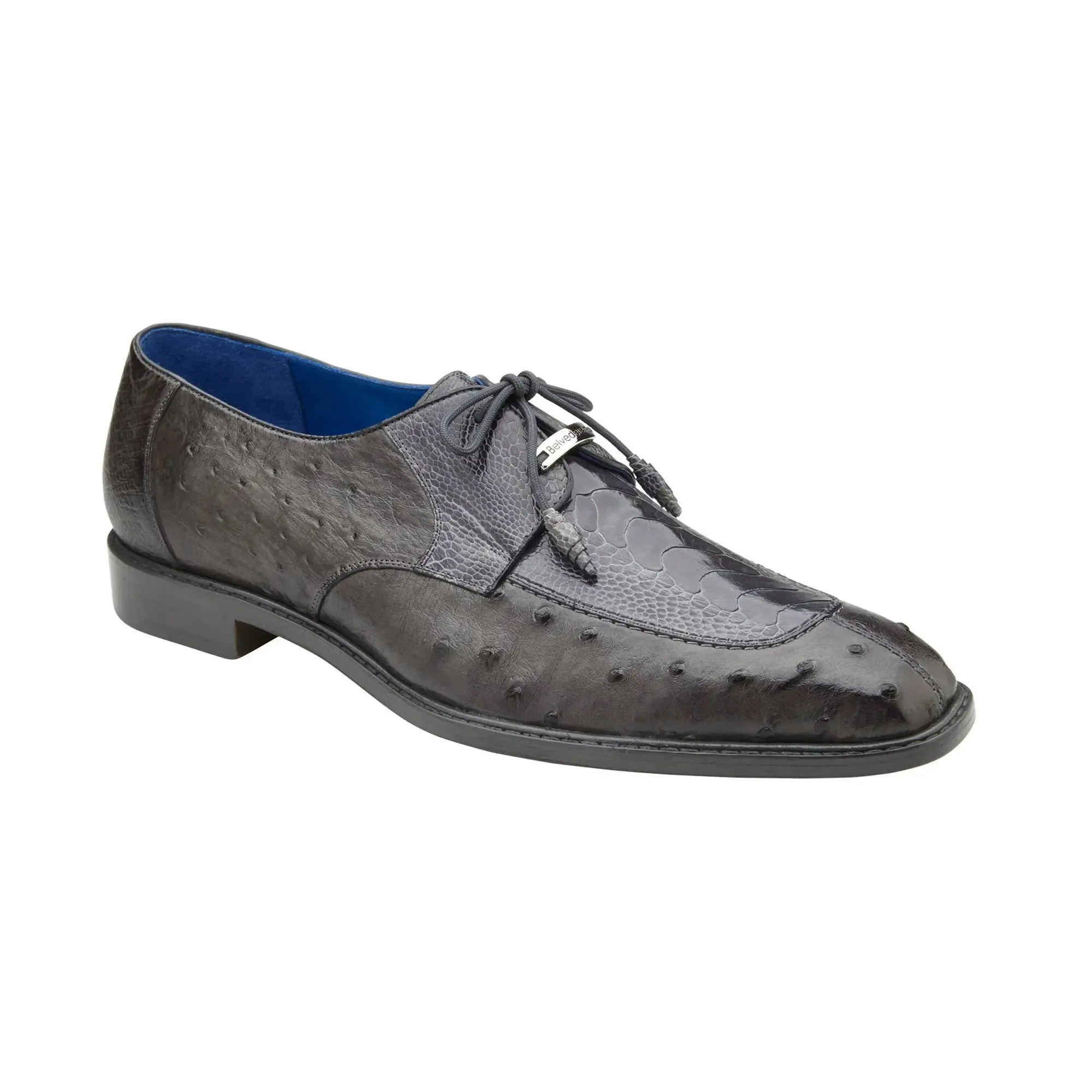 Belvedere Bolero in Grey Genuine Ostrich Leg and Quill Oxfords