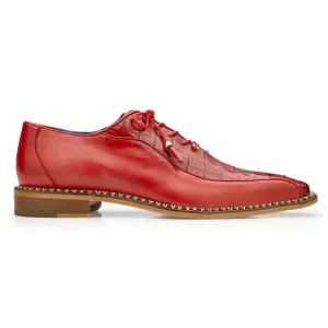 Belvedere Gabriele in Antique Cherry Caiman Crocodile & Calf-Skin Leather Oxfords