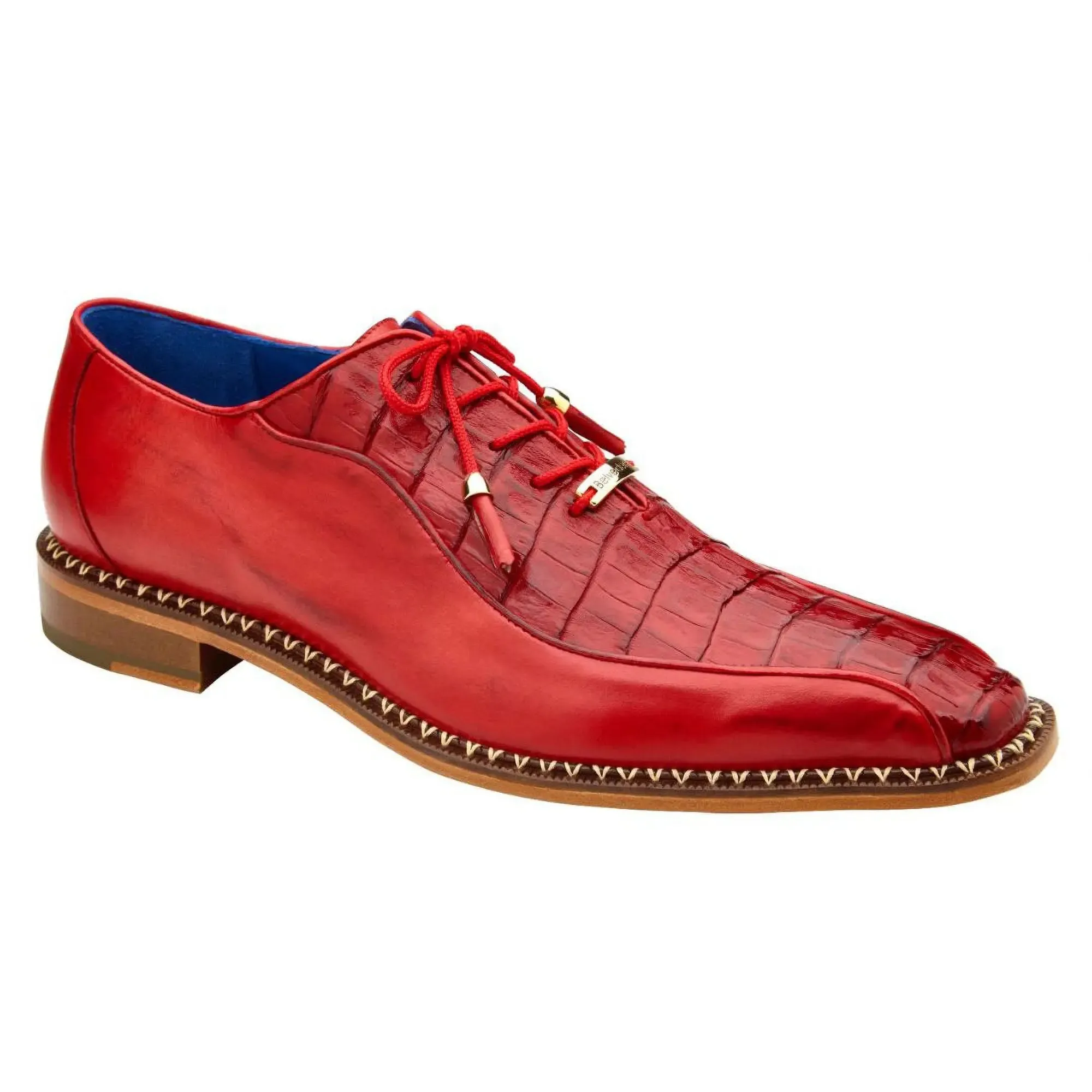 Belvedere Gabriele in Antique Cherry Caiman Crocodile & Calf-Skin Leather Oxfords