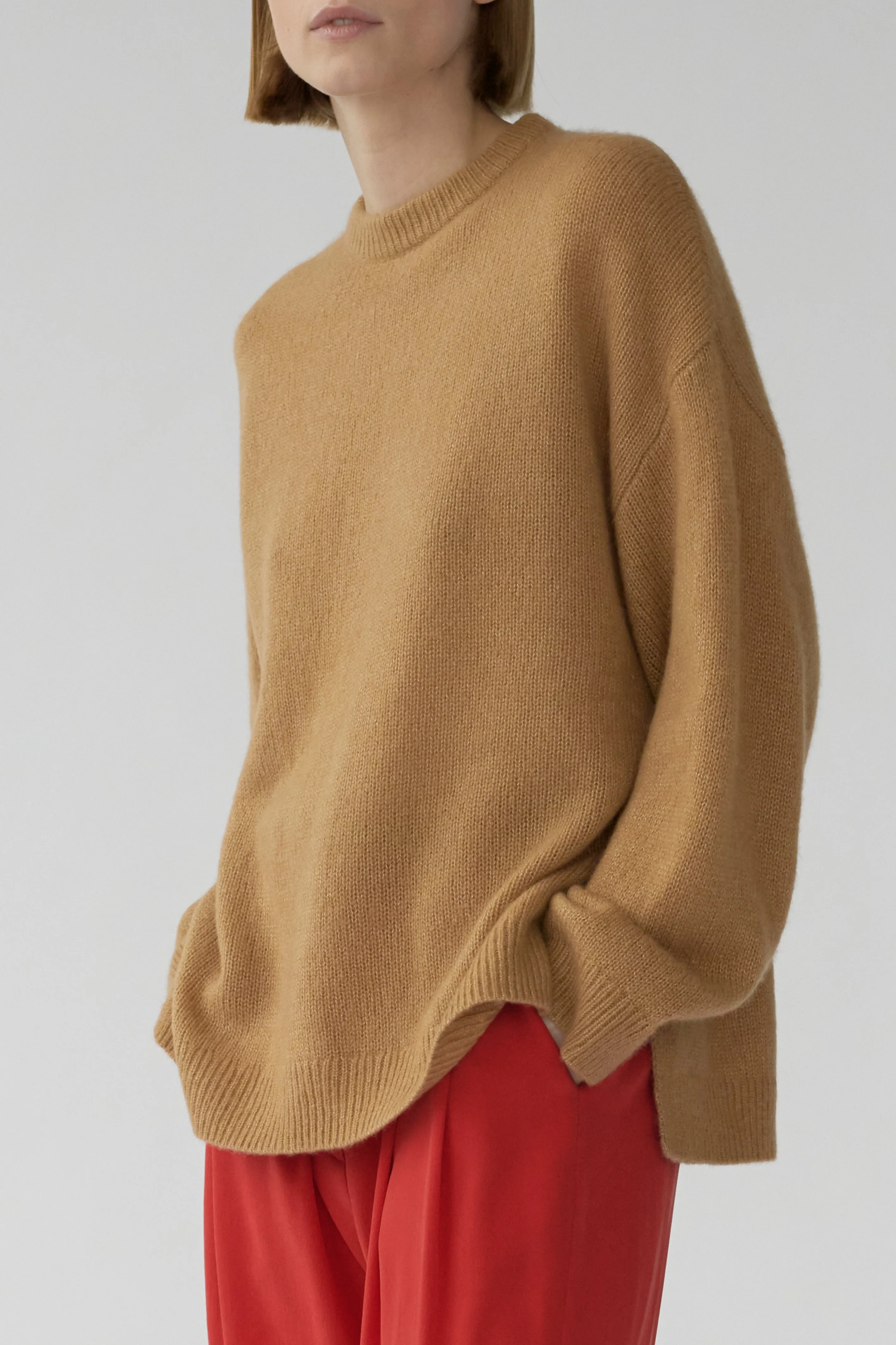 BEZ CREW KNIT - CAMEL - SILK/CASHMERE