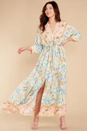 Blissfully Content Mint Multi Print Maxi Dress