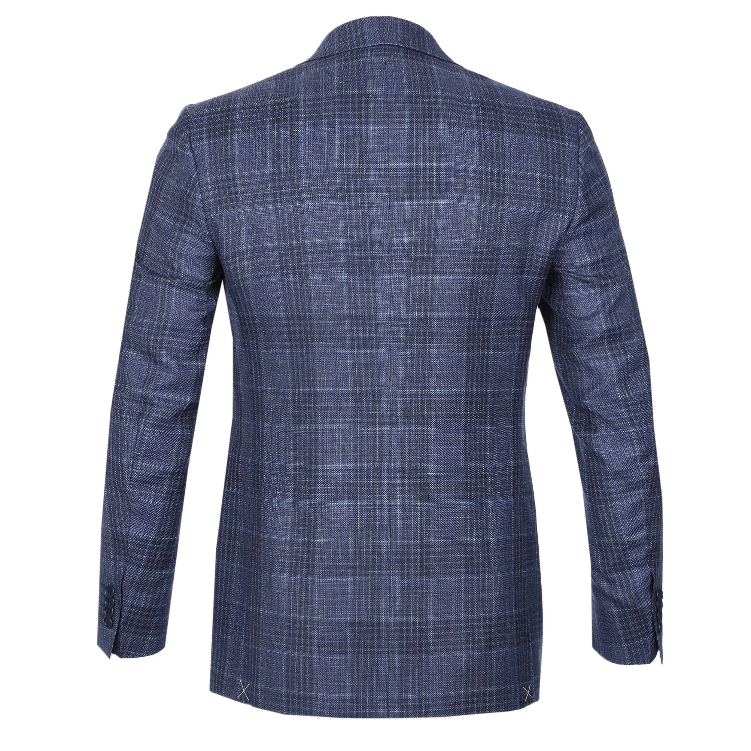 Canali Notch Lapel Milano Jacket in Navy Check