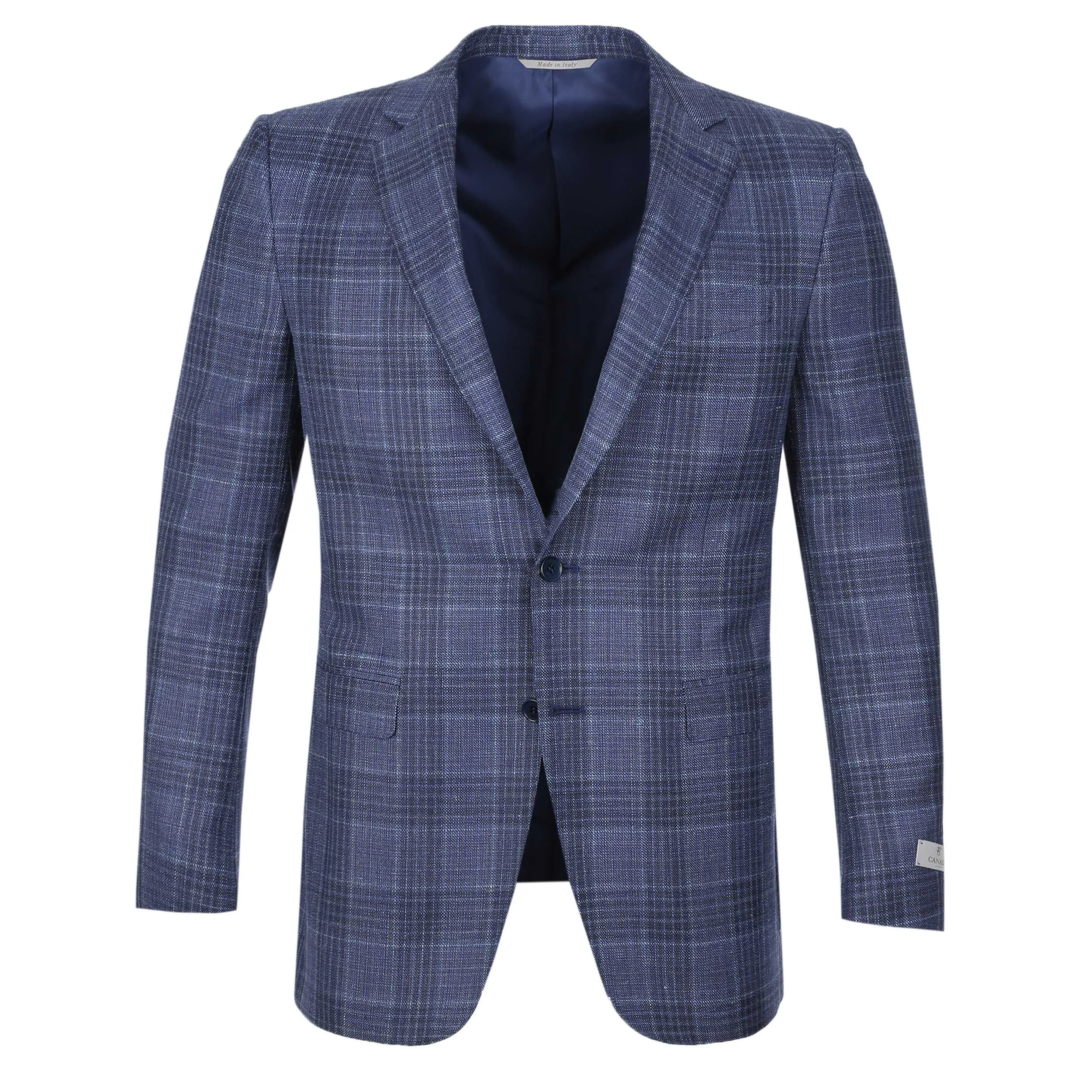 Canali Notch Lapel Milano Jacket in Navy Check