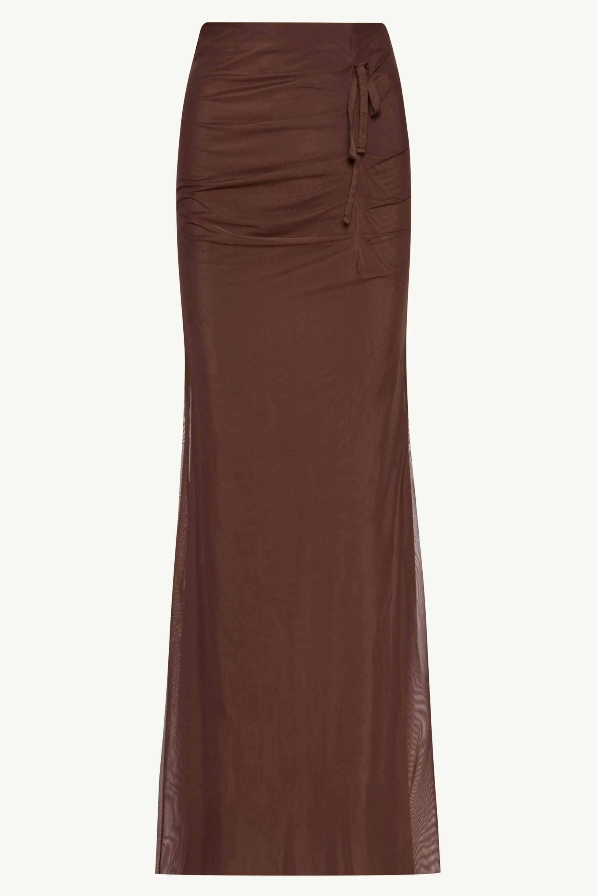 Capri Rouched Mesh Maxi Skirt - Espresso