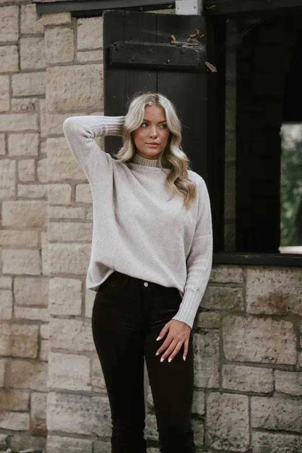 Cashmere Dolman Stand Neck Sweater