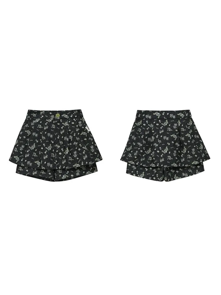 Casual printed black shorts【s0000001066】