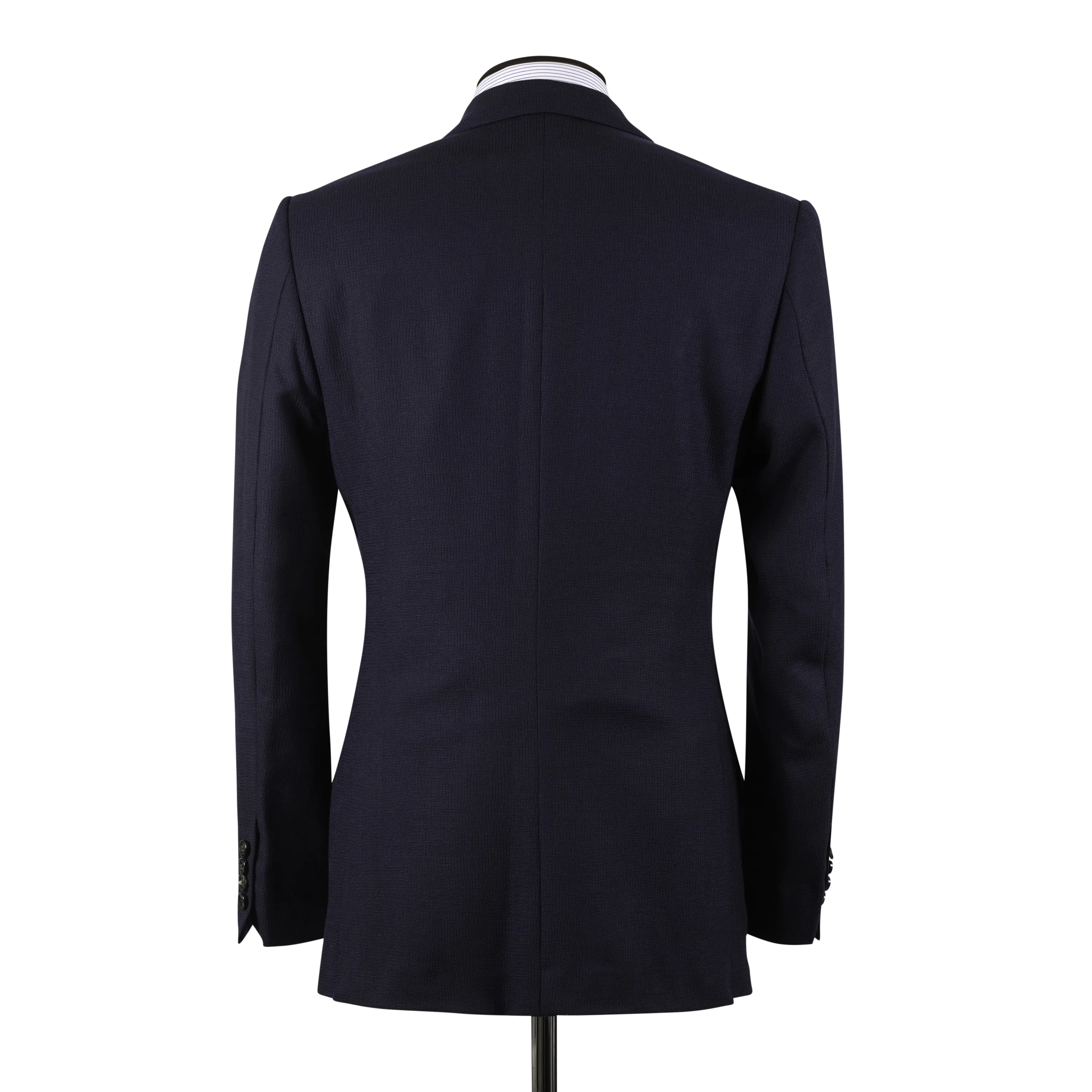 Classic Notch Lapel Jacket in Navy Hopsack Wool