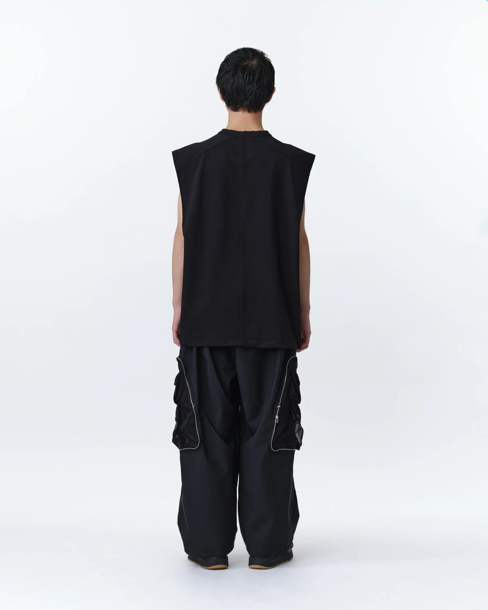 COVERED POCKET CROPPED CARGO PANTS .11【BLACK】