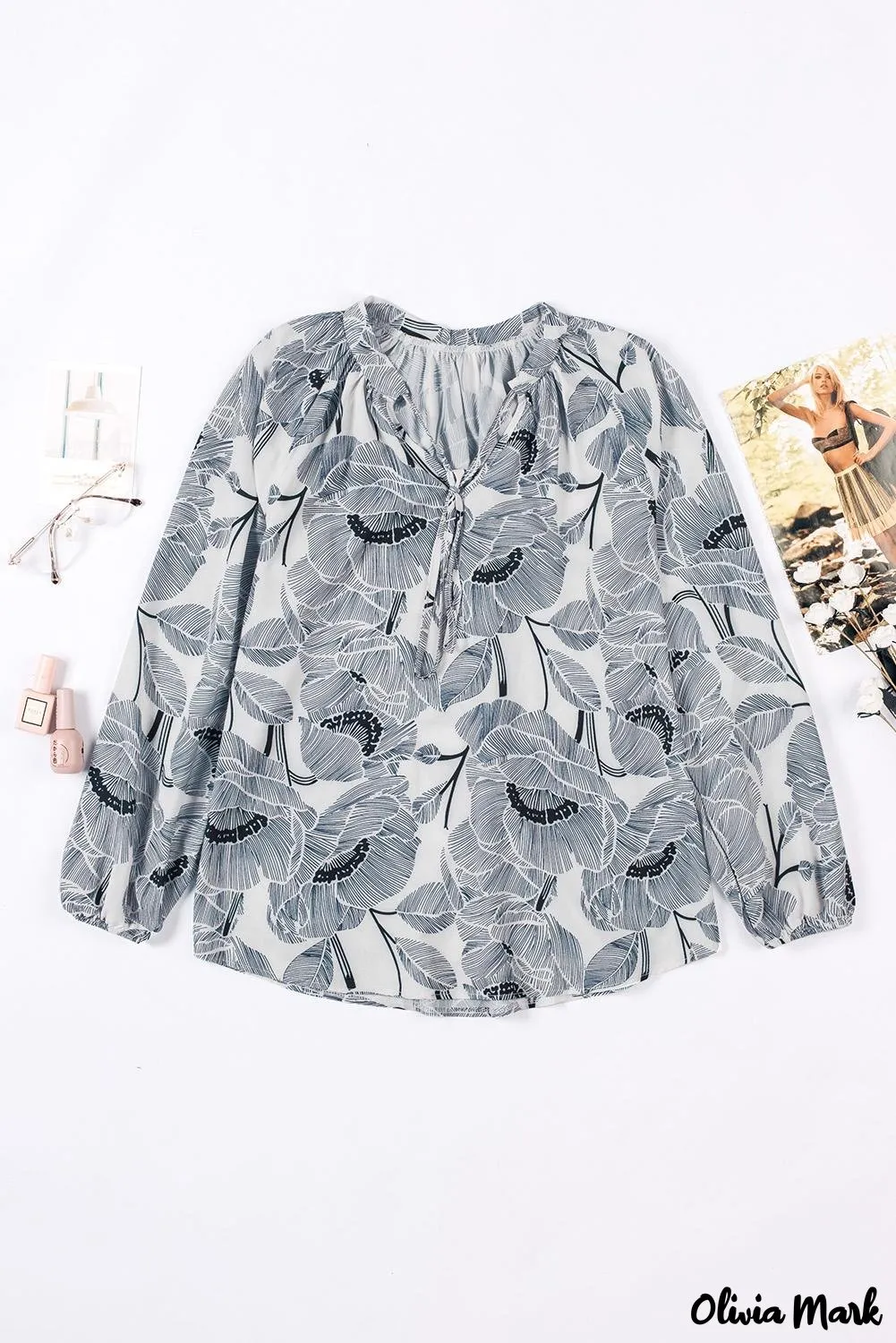 Deanwangkt - Multicolor Peasant Blouse With Floral Print