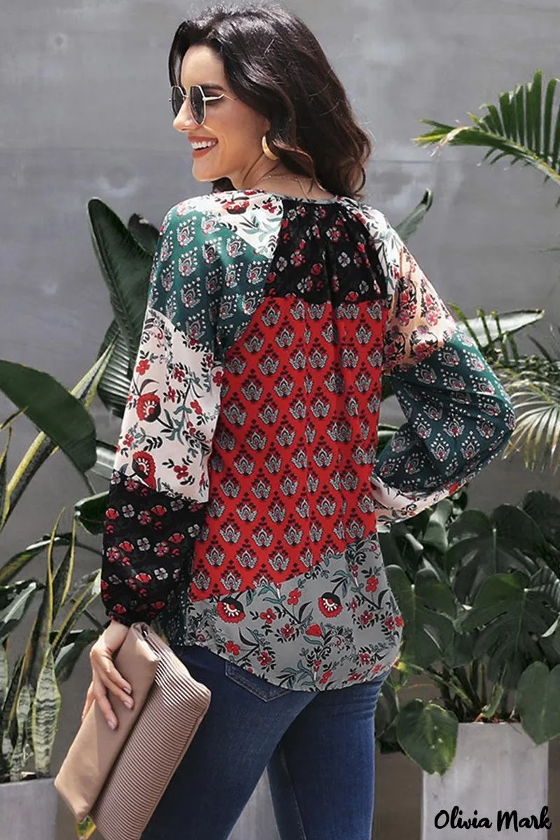 Deanwangkt - Multicolor Peasant Blouse With Floral Print