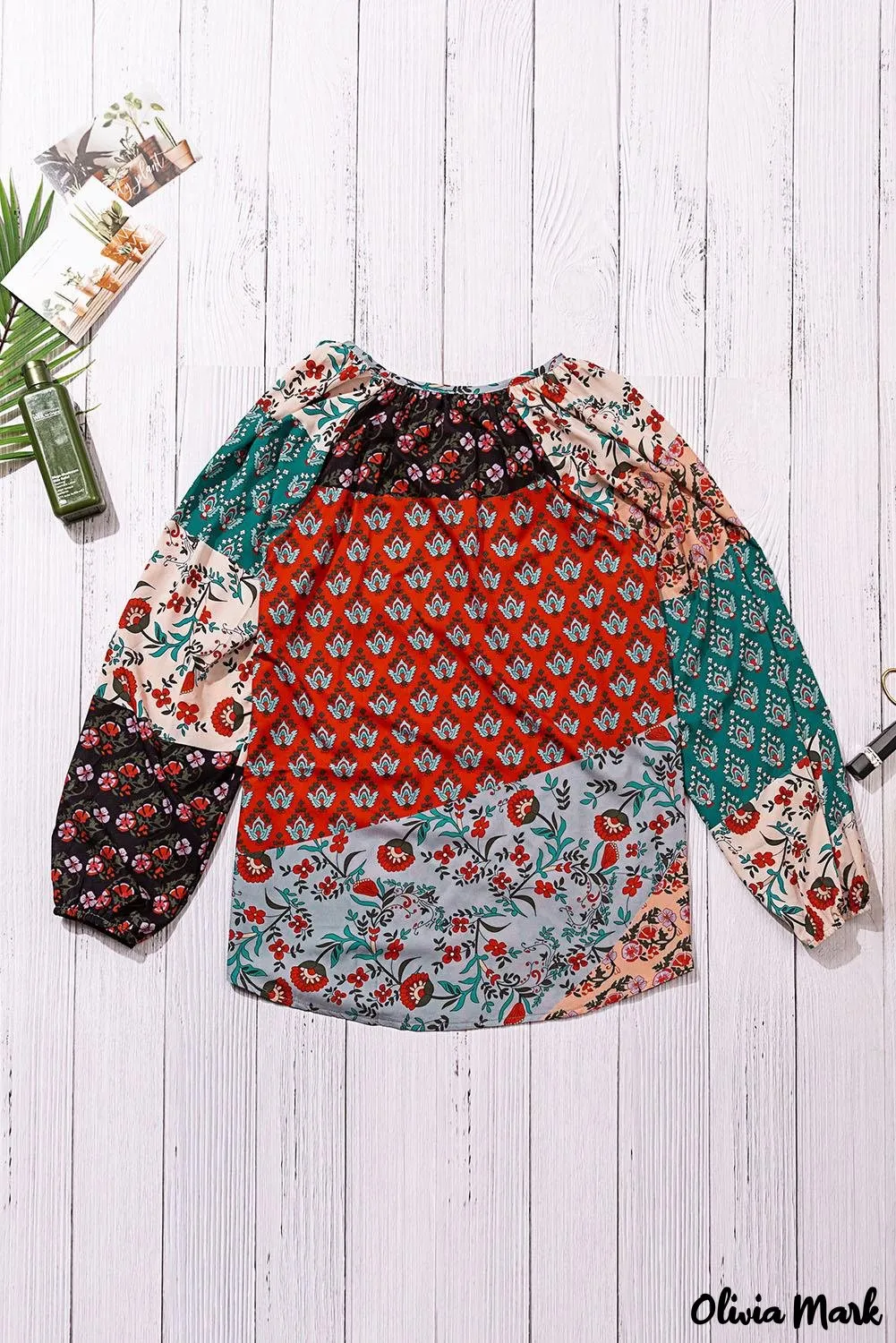 Deanwangkt - Multicolor Peasant Blouse With Floral Print