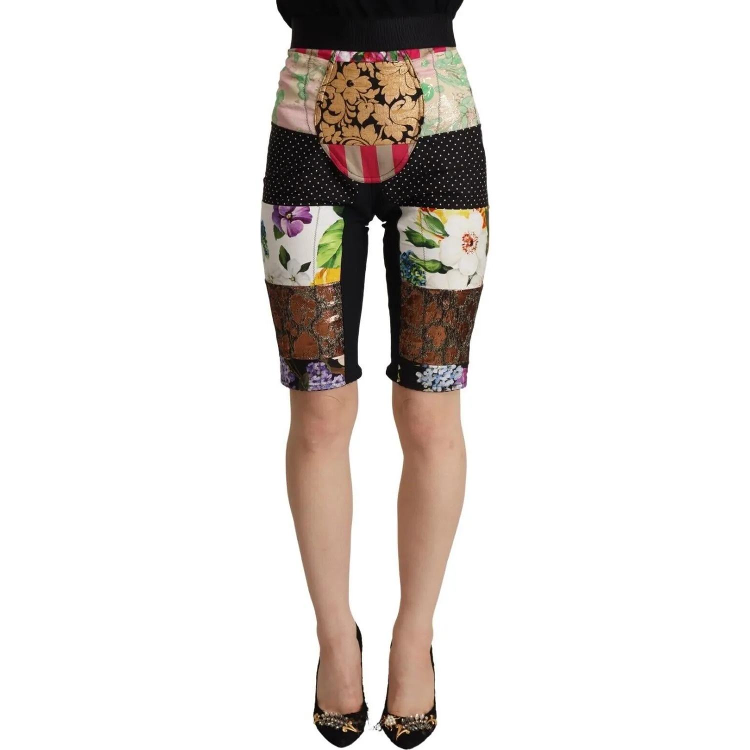 Dolce & Gabbana Elegant Floral Cropped Pants in Purple Hues