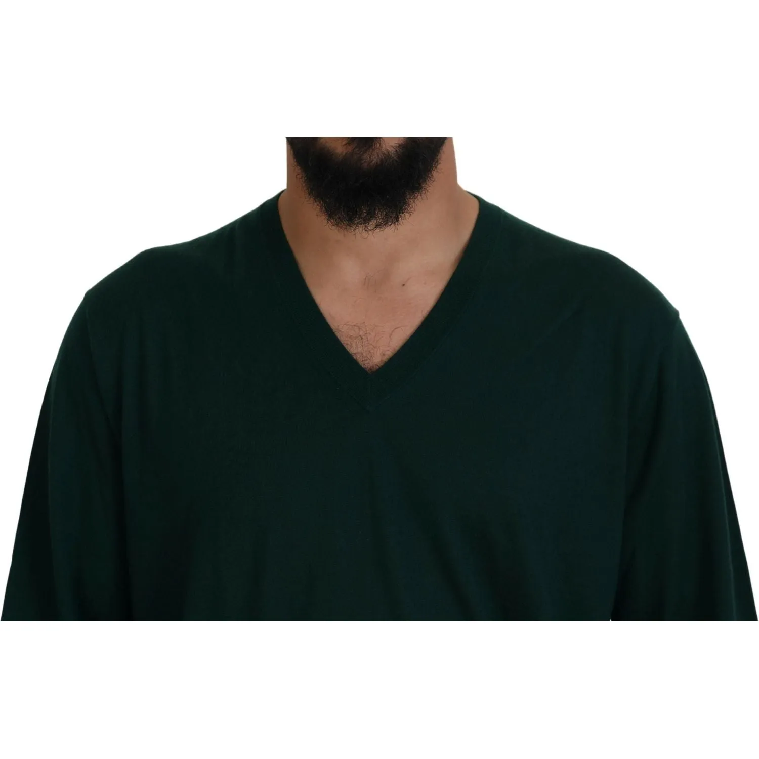 Dolce & Gabbana Elegant Green V-Neck Cashmere Sweater