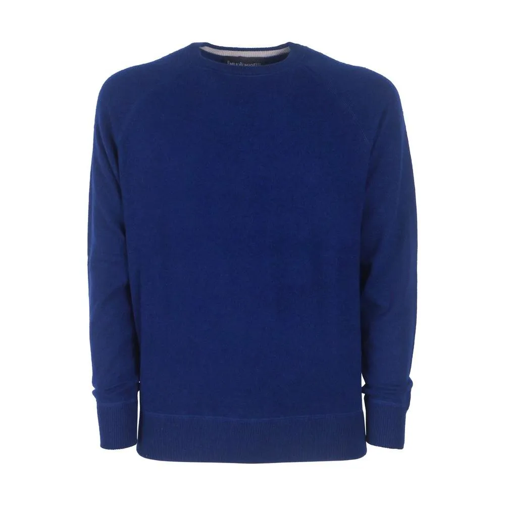 Emilio Romanelli Navy Blue Cashmere Crew Neck Sweater - Slim Fit