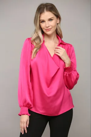 Endless Possibilities Fuchsia Satin Top