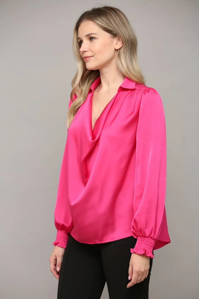 Endless Possibilities Fuchsia Satin Top