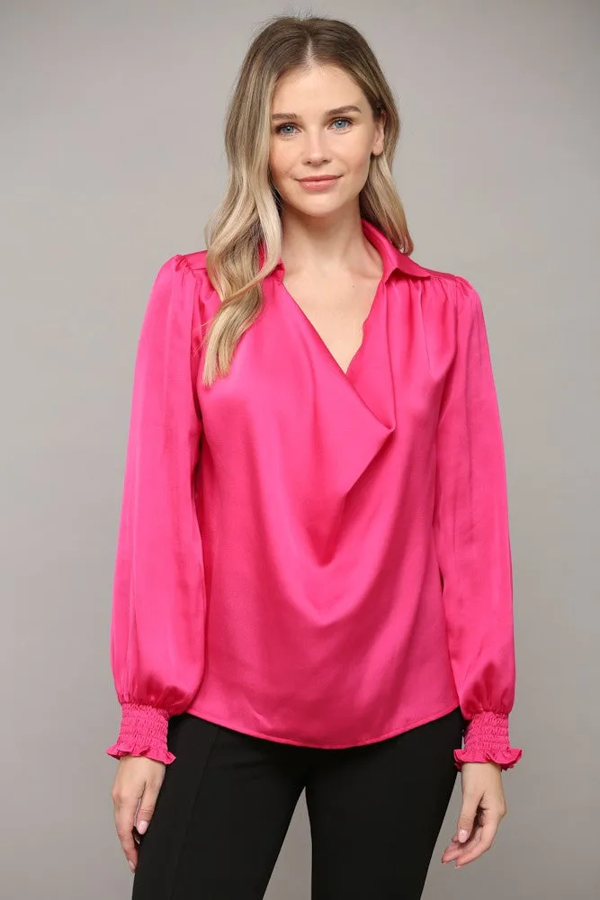 Endless Possibilities Fuchsia Satin Top