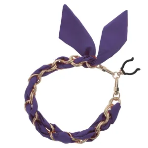 FashionStix Luxury Violet Satin scarf with Chain Wrist Strap with Clip Holder