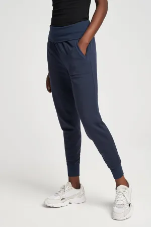 Foldover Long Sweatpant - Navy