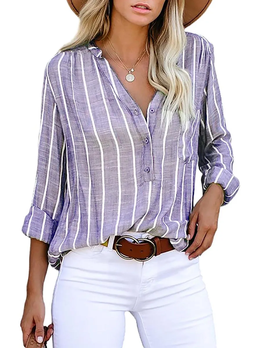 iForgirls Loose Fashion Striped Long Sleeve Shirt(9 colors)