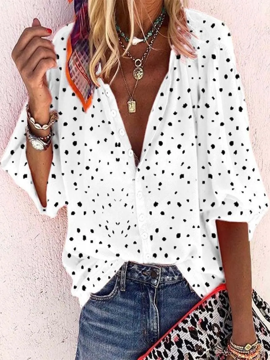 iForgirls Printed Lapel Loose Shirt