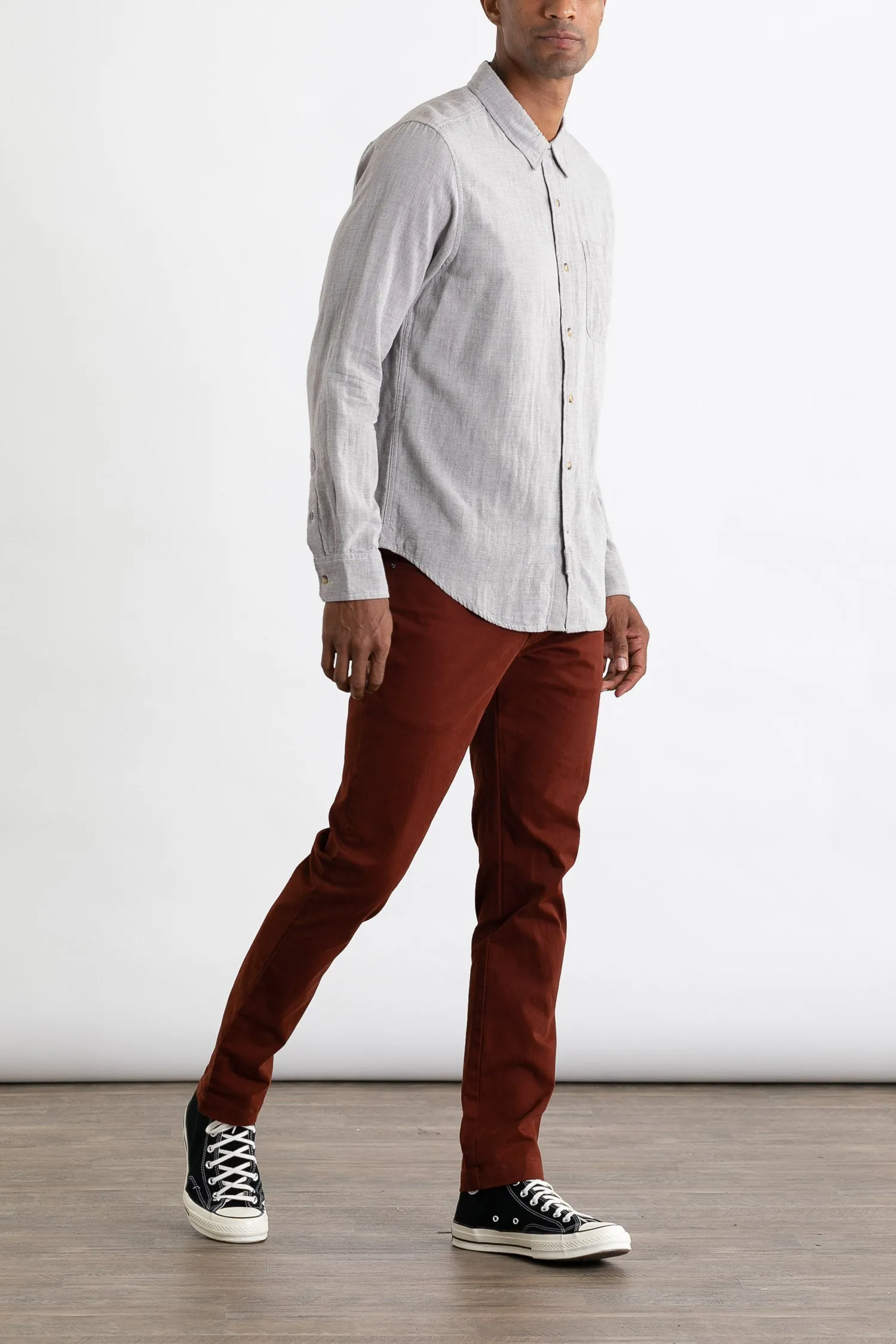 Jude Shirt / Burgundy Stripe Doublecloth