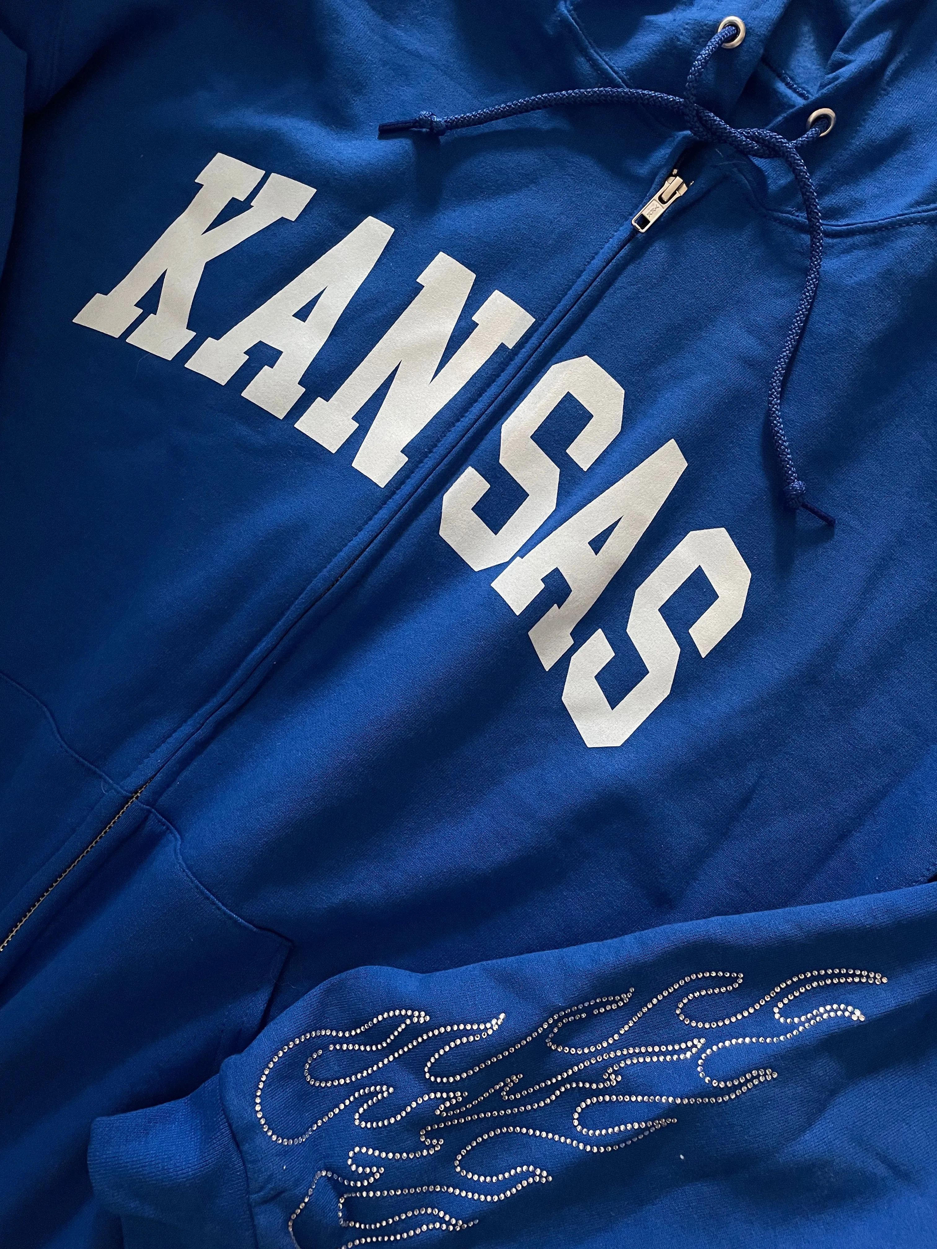 Kansas Zip Up Rhinestone Hoodie