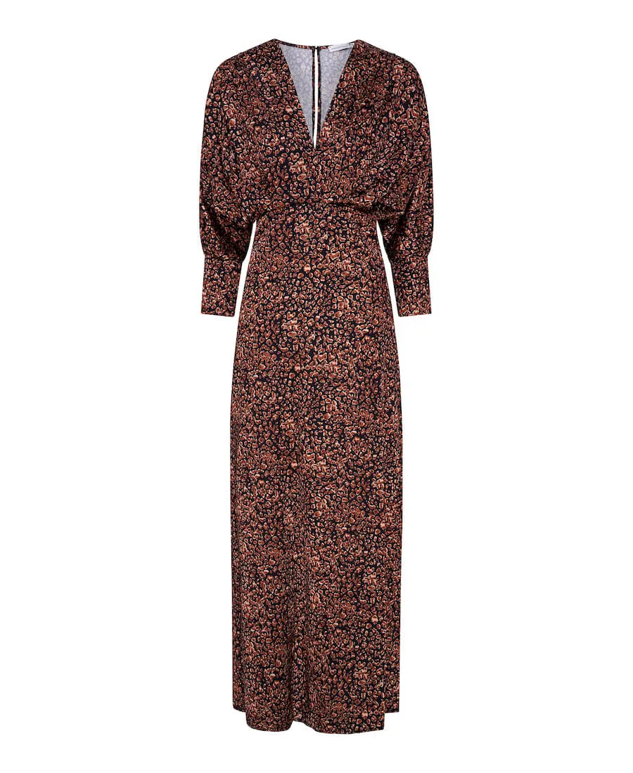 Leopard Batwing Sleeve Maxi Dress