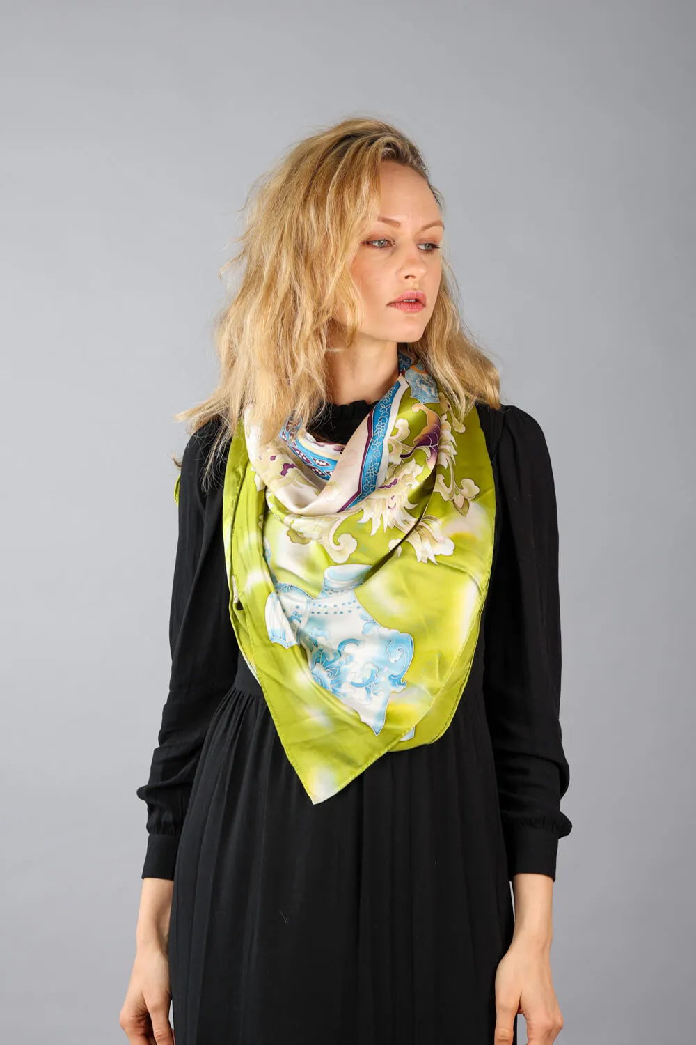 Limited Edition Hand Painted Silk Scarf| Yellow