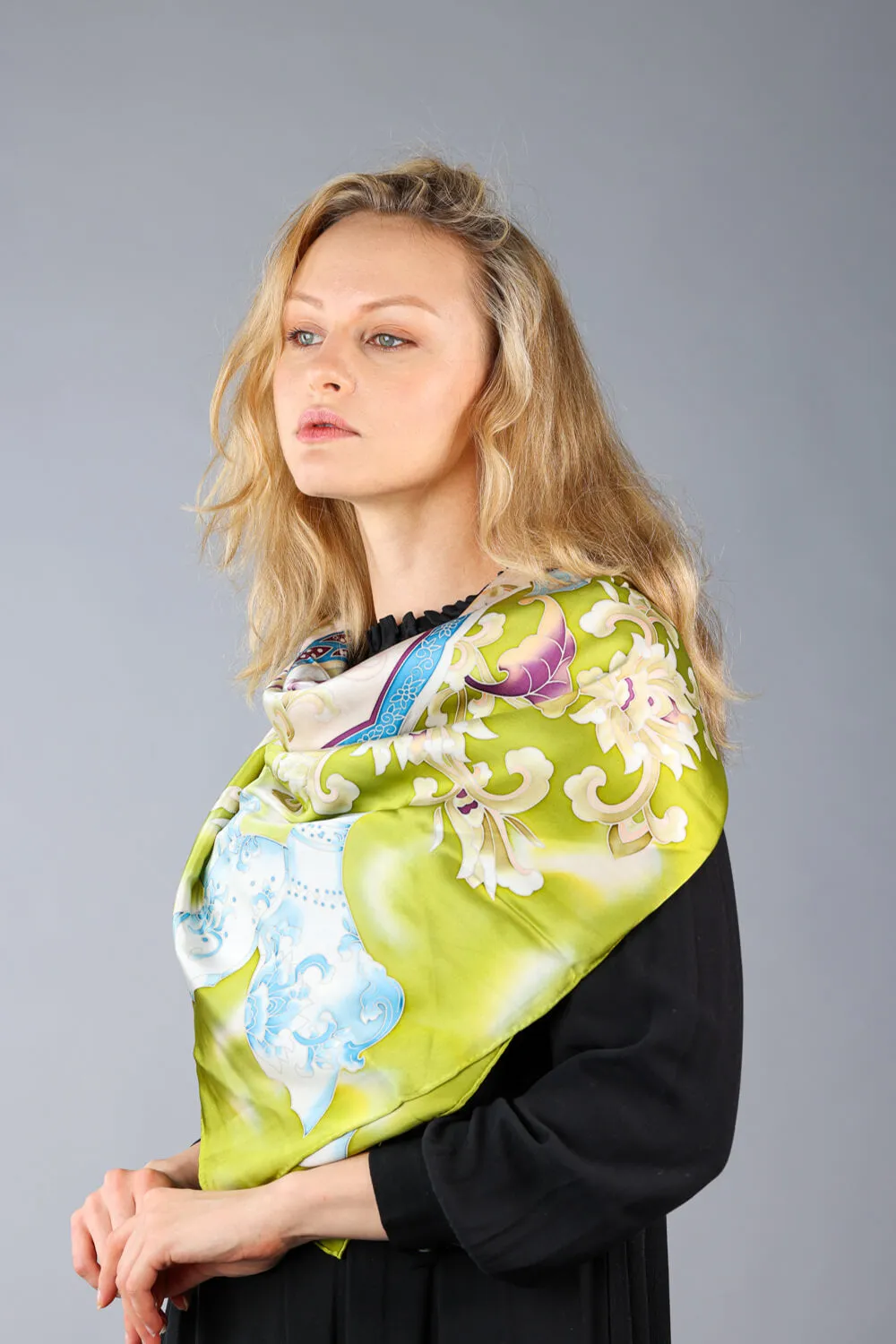 Limited Edition Hand Painted Silk Scarf| Yellow